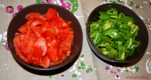 Fresh tomatoes and fresh peppers cut